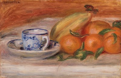 Pomarańcze, banany i filiżanka autorstwa Pierre Auguste Renoir